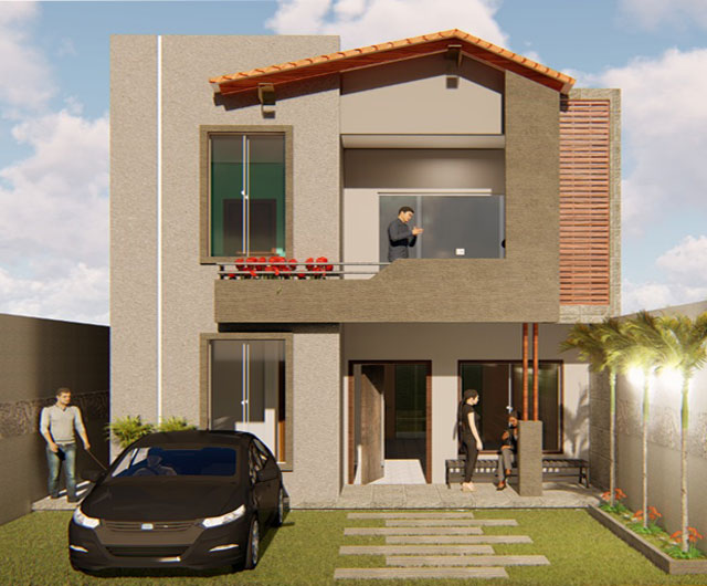 Diseño de Vivienda Tipo Minimalista-Colonial de 3 dormitorios (170 m2)